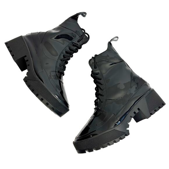 Cape Robbin Dashing Black Shiny Women Combat Boots Size 6 - Picture 3 of 6